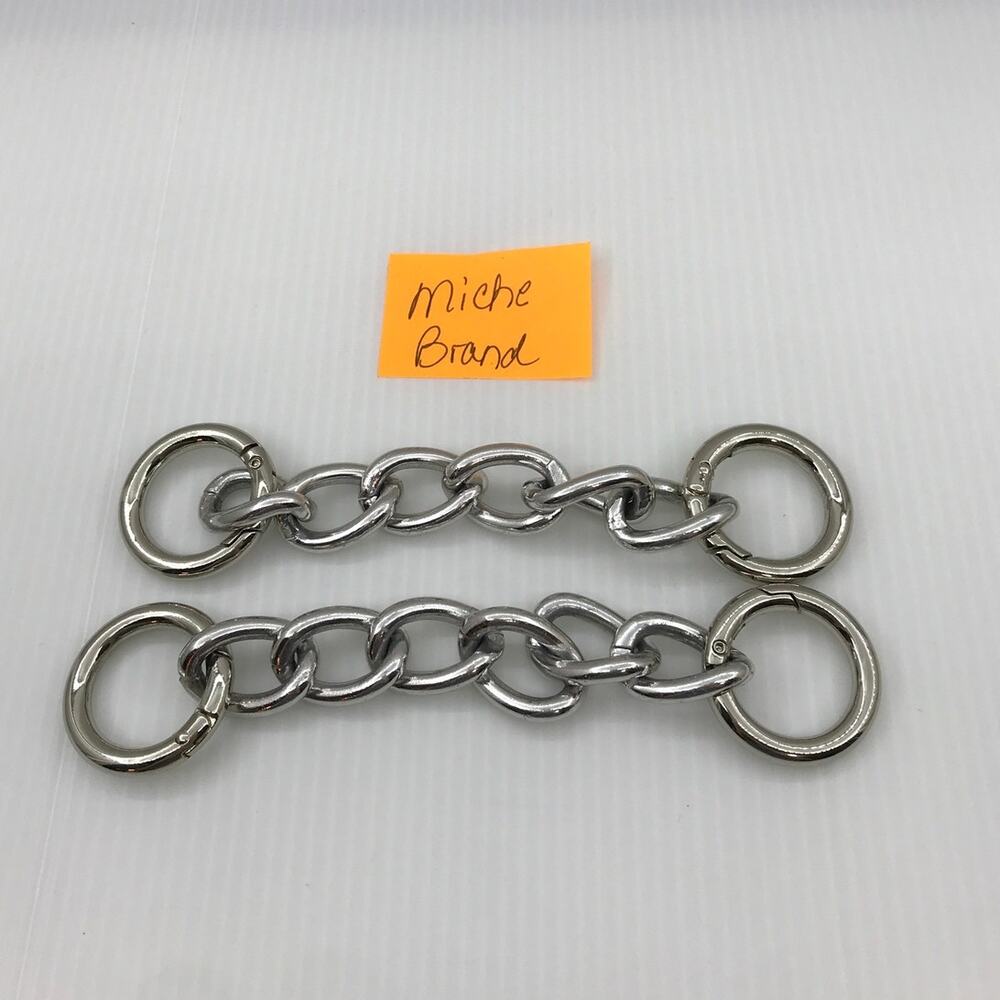 Retired MICHE Bag Silver-Tone Chain Handle Extensions & Spring Gate Rings - Picture 2 of 3